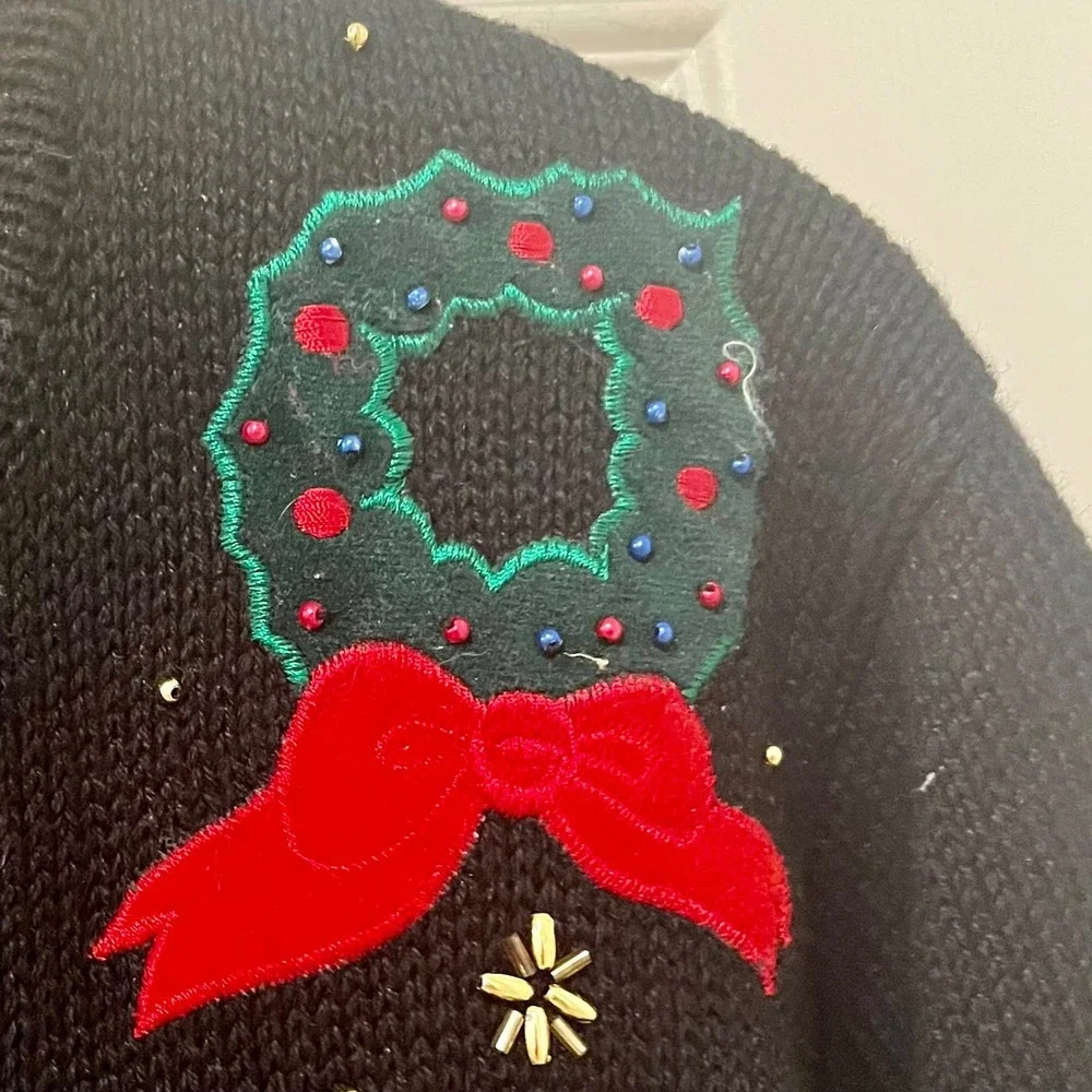 VTG 90s‎ Designer Originals Studio Festive Christmas Sweater Holiday Sparkle L